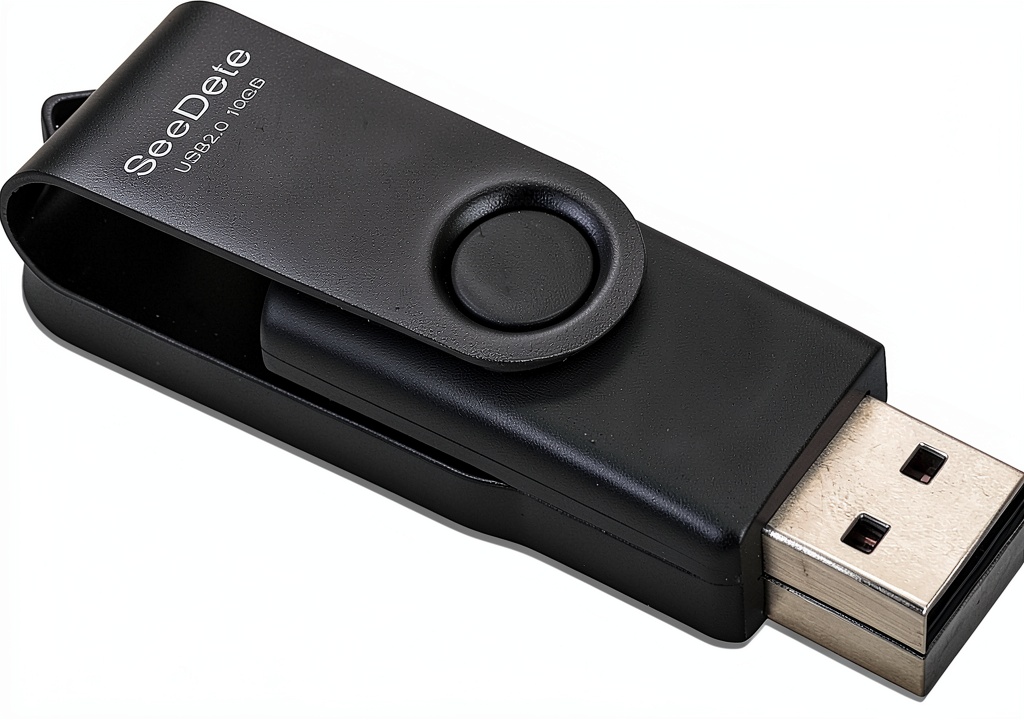 Installing SeeDete 16GB USB Flash Drive Black on a wooden desk
