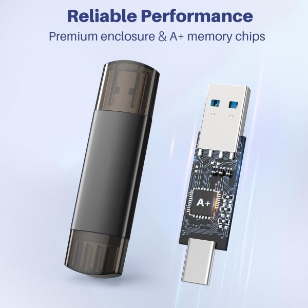 USB-C Flash Drive JOIOT Dual USB 3.0 128GB Black Portable Storage-4