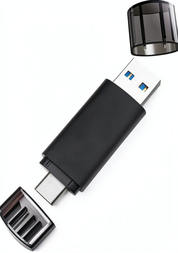 USB-C Flash Drive JOIOT Dual USB 3.0 128GB Black Portable Storage-0