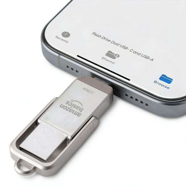 Amazon USB Flash Drive LS25USBC 128GB Champagne Silver Dual-Port Metal-2