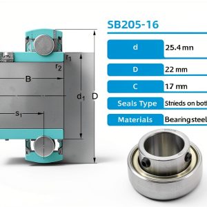 DEEG 1" Insert Ball Bearing SB205-16 Chrome Steel Set Screw Design-0
